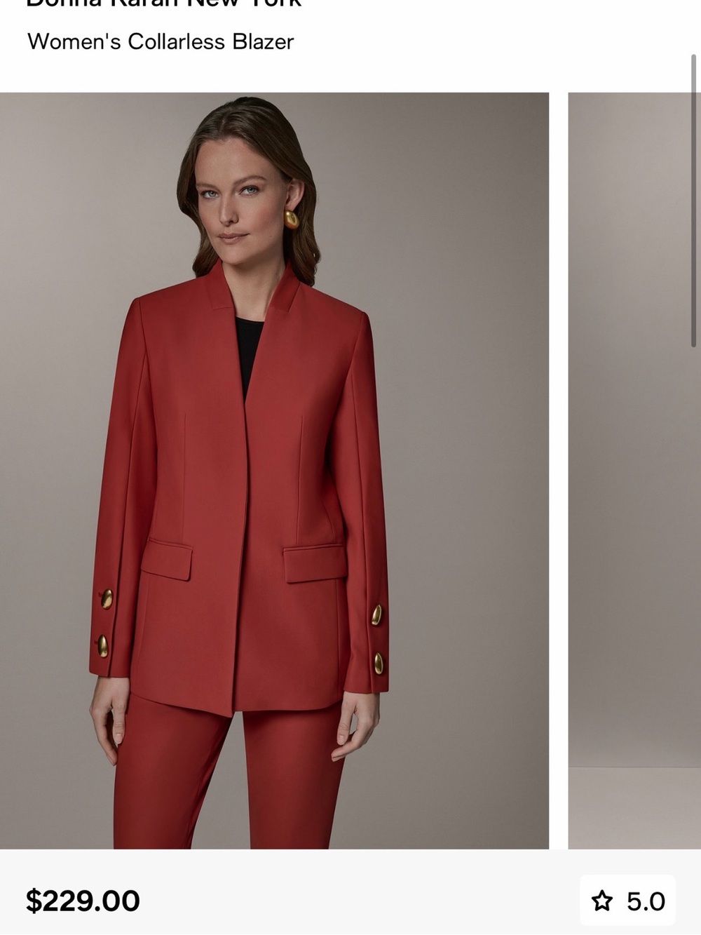 Donna karan Women's Collarless Blazer